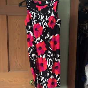 Alyx Vibrant Floral Midi Dress in Black and Pink